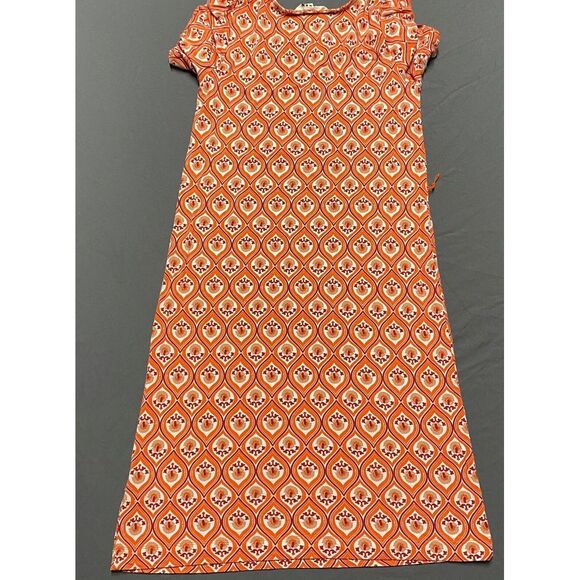 Boden Geometric Print Jersey Knit Puff Sleeve Dress Orange Women's US Size 2 - Picture 9 of 9